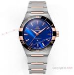 NEW 41mm - Swiss Copy Omega Constellation 41 Men 8900 Half Rose Gold/Blue/Black Ceramic Watch